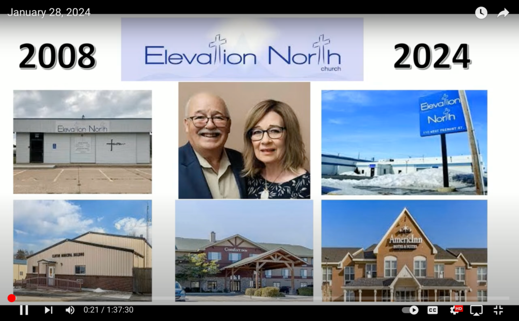 Elevation North Collage of past meeting places and Doug and Debbie